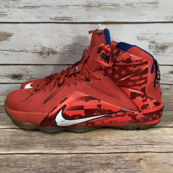 Nike LeBron James XII 12 Independence Day Shoes Mens Size 11 684593-616 Red - Picture 3 of 12